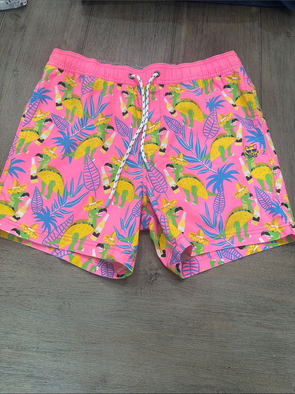 Men's Neon Party Pants Swim Trunks | Size Large